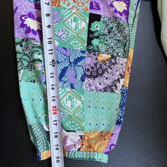 Calessa Tunic Top 3X Green Embroidered 3/4 Sleeve Mixed Media Flowy Patchwork - Picture 11 of 11